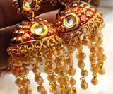 Rajwari Jhumki Multi Gold Color Best Quality Collection Pal Work Ratan