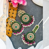 Exquisite Casting Noratan Earrings with Tikka Set - Available in 7 Colors - Amaz Fashion