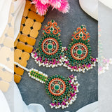 Exquisite Casting Noratan Earrings with Tikka Set - Available in 7 Colors - Amaz Fashion