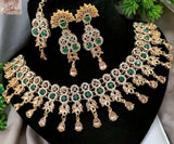 New Fancy Full Zircon Choker Set with Tikka - Available in 6 Colors - Amaz Fashion