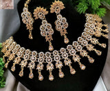 New Fancy Full Zircon Choker Set with Tikka - Available in 6 Colors - Amaz Fashion