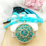 Heavy Calligraphy Pendant with Fancy Mala - Available in 10 Colors - Amaz Fashion