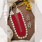 Indian Kundan Fancy Mala Set with Back Meena Work - Available in 7 Colors - Amaz Fashion