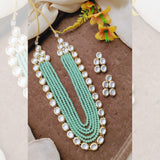 Indian Kundan Fancy Mala Set with Back Meena Work - Available in 7 Colors - Amaz Fashion