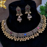 Indian Antique Polish Choker Set: High Quality, Available in 4 Colors - Amaz Fashion