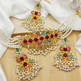 Nauratan Zircon Stone Choker Set - Available in 6 Colors - Amaz Fashion