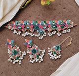 New Design Stylish Nauratan Choker Set with Tikka - Available in 2 Colors