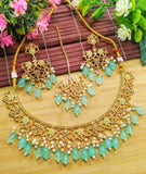 Most Attractive Stylish Necklace Set with Drop Earrings and Tikka – Polki Design