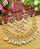 Most Attractive Stylish Necklace Set with Drop Earrings and Tikka – Polki Design